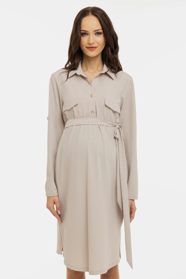 Zwangerschaps- en borstvoedingsblousejurk - sand