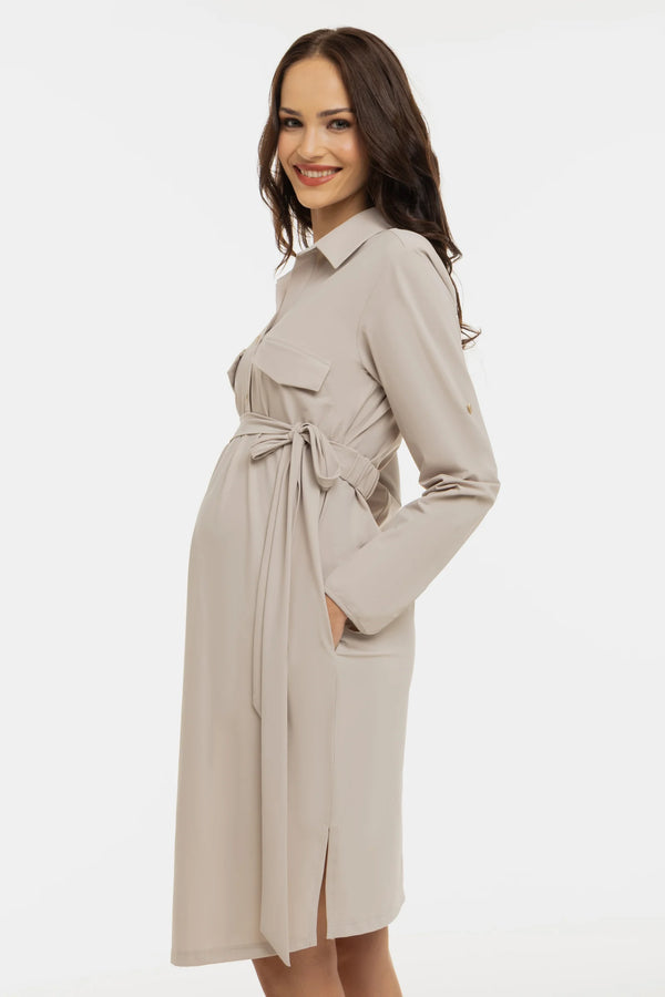 Zwangerschaps- en borstvoedingsblousejurk - sand