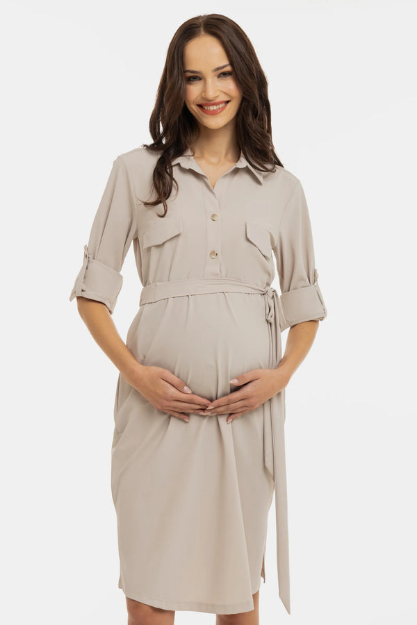 Zwangerschaps- en borstvoedingsblousejurk - sand