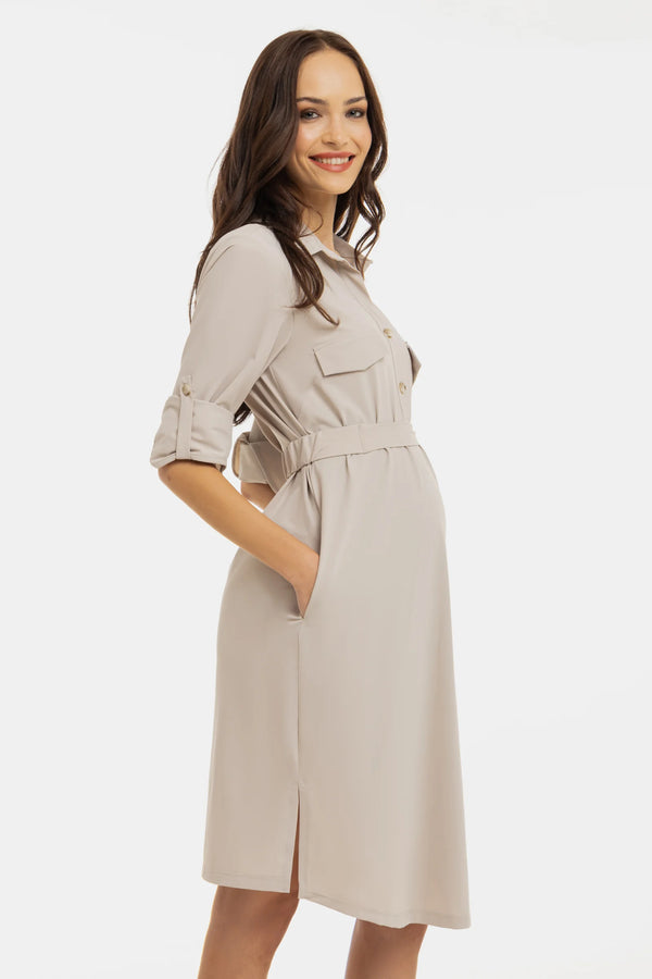 Zwangerschaps- en borstvoedingsblousejurk - sand