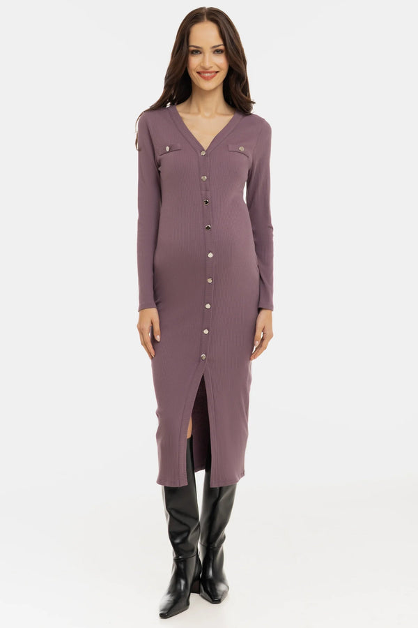 Zwangerschaps- en voedingsjurk met knopen - mauve