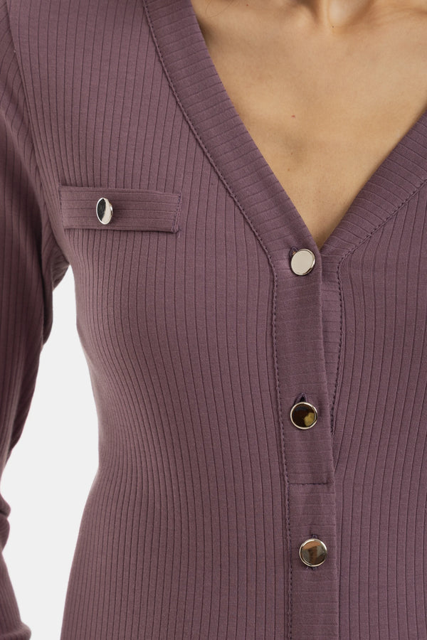 Zwangerschaps- en voedingsjurk met knopen - mauve