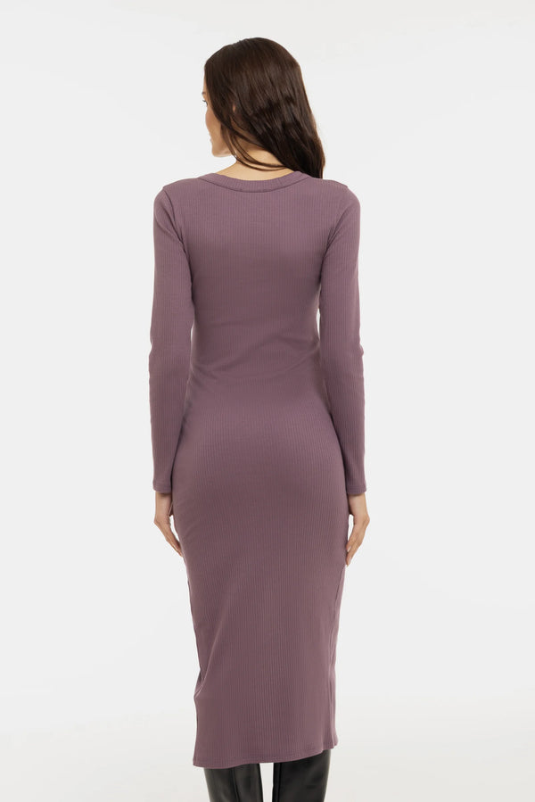 Zwangerschaps- en voedingsjurk met knopen - mauve
