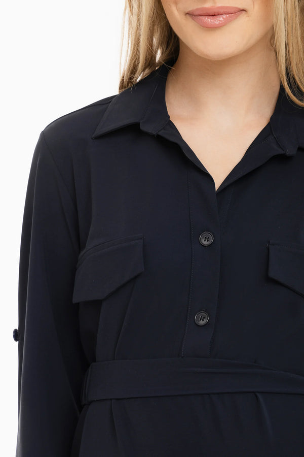 Zwangerschaps- en borstvoedingsblousejurk - navy