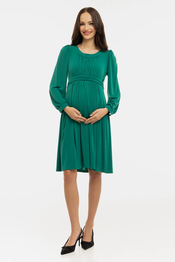 Elegante zwangerschapsjurk met geplooide details - smaragdgroen
