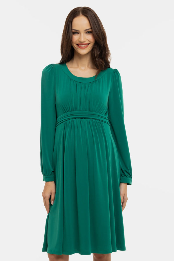 Elegante zwangerschapsjurk met geplooide details - smaragdgroen