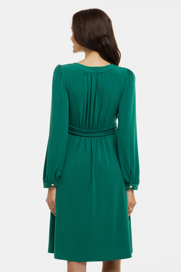 Elegante zwangerschapsjurk met geplooide details - smaragdgroen