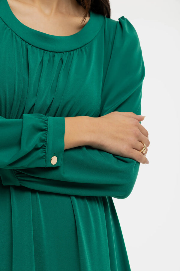 Elegante zwangerschapsjurk met geplooide details - smaragdgroen