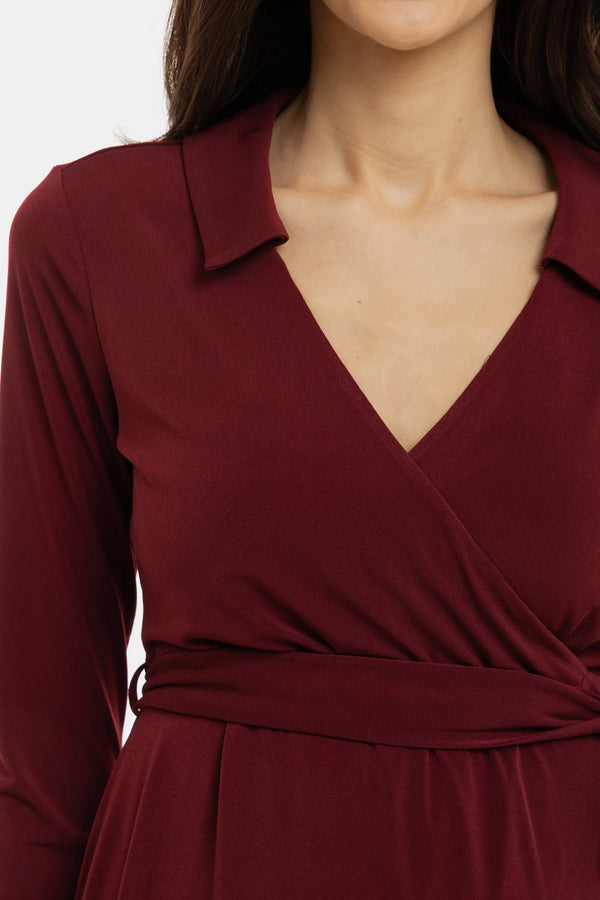 Luchtige zwangerschaps- en voedingsjurk met overslag - Kers