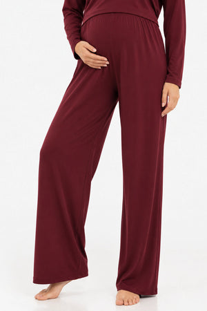 Bordeaux flared zwangerschapsbroek met verstelbare taille