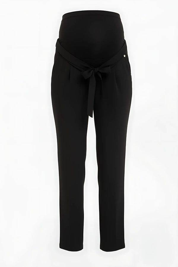 Crêpe zwangerschapsbroek met plooien - zwart - invisible mannequin