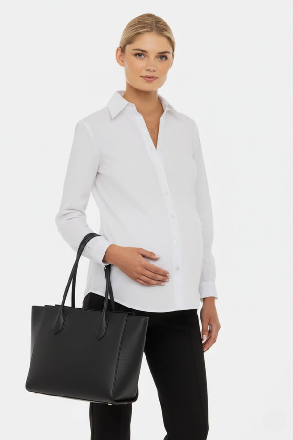 Essential katoenen zwangerschaps- en voedingsshirt – wit