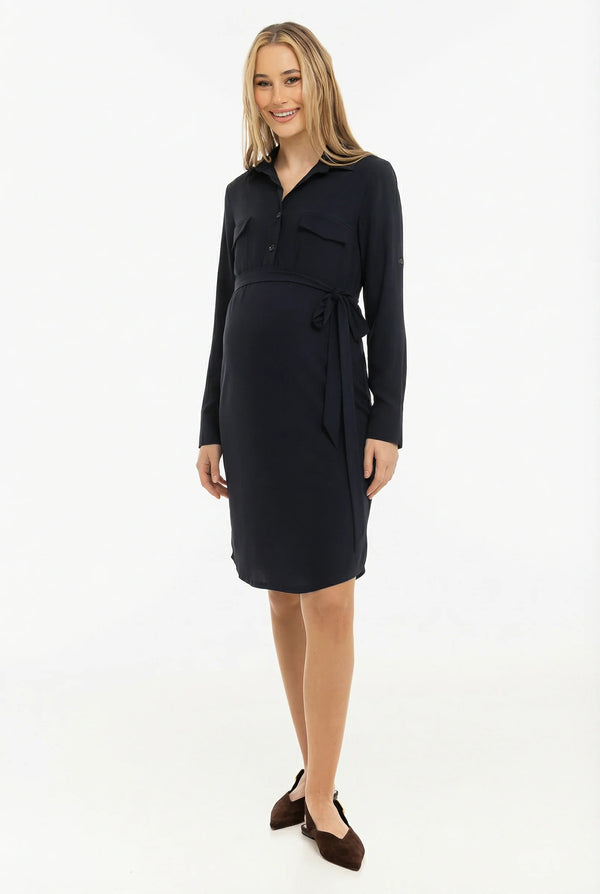 Zwangerschaps- en borstvoedingsblousejurk - navy