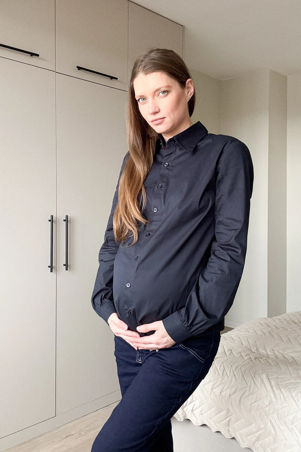 Essential katoenen zwangerschaps- en voedingsshirt - navy