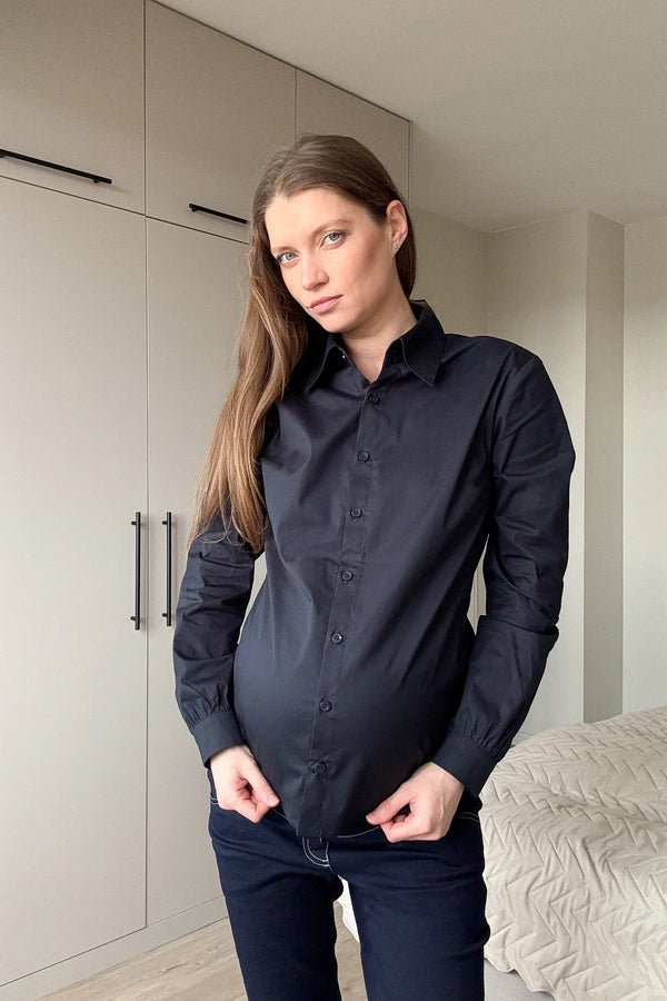 Essential katoenen zwangerschaps- en voedingsshirt - navy