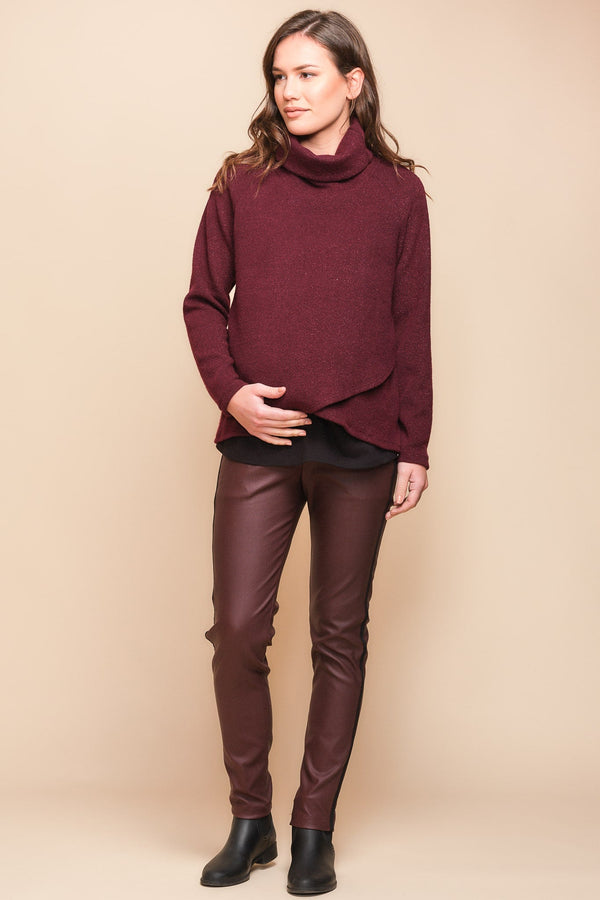 Zwangerschapsbroek van imitatieleer - bordeaux