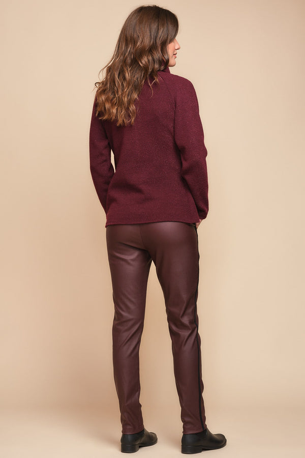 Zwangerschapsbroek van imitatieleer - bordeaux