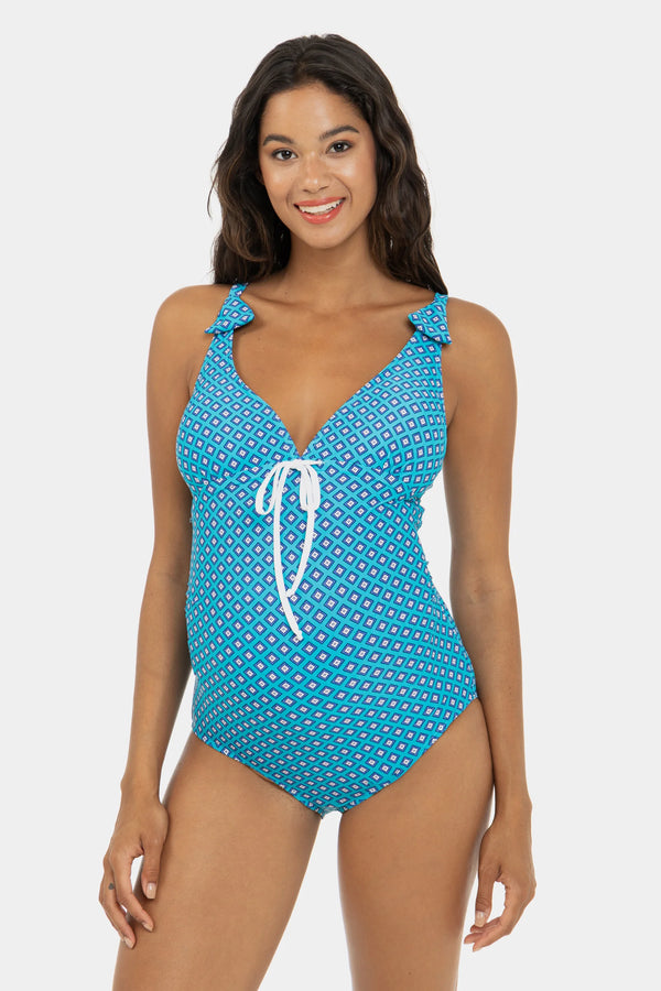 Zwangerschapsbadpak met geometrische print
