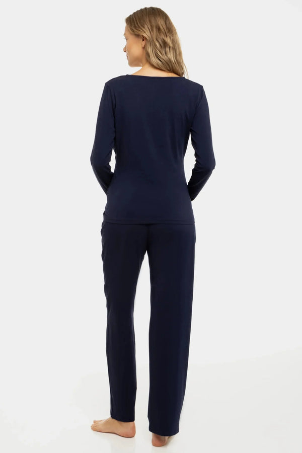 Zwangerschaps- en voedingspyjamaset - navy