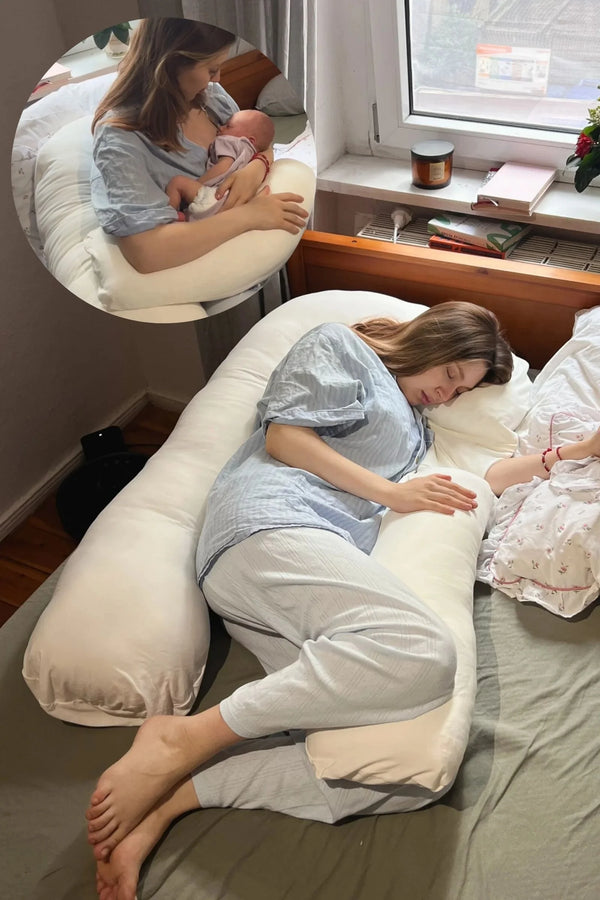 MamaToBe® Zwangerschapskussen 3-in-1 met voedingsfunctie van biologisch katoen – ecru