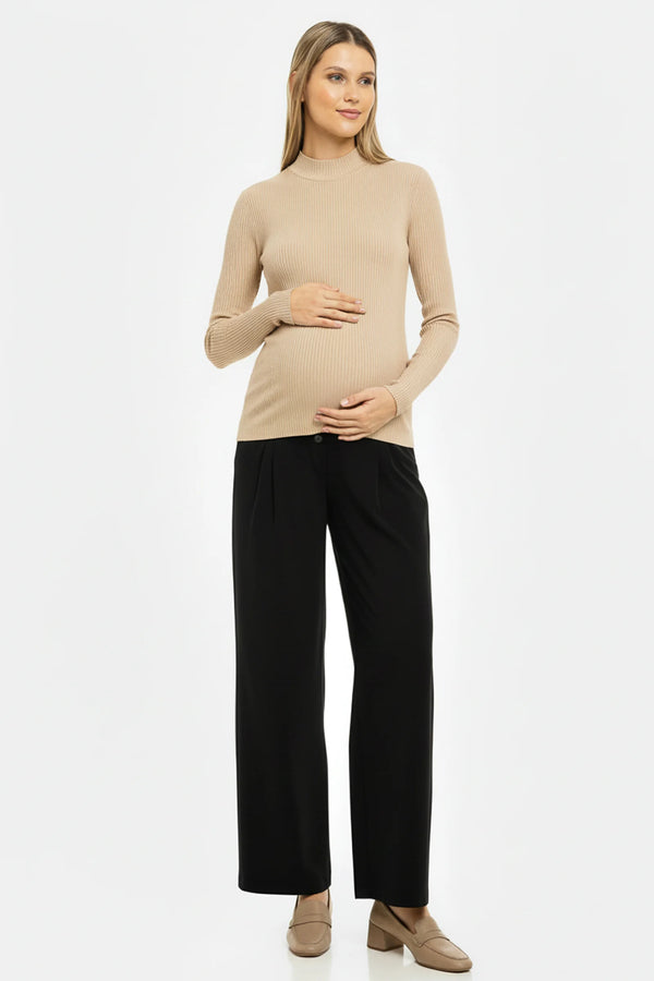 Travel zwangerschapsbroek met plooien - zwart