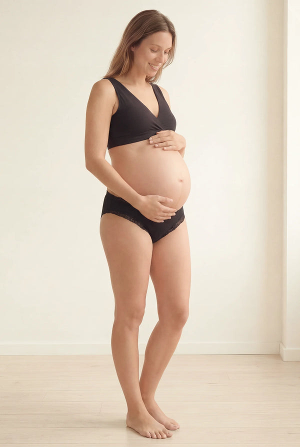 Zwangerschapsstring van katoen met kant