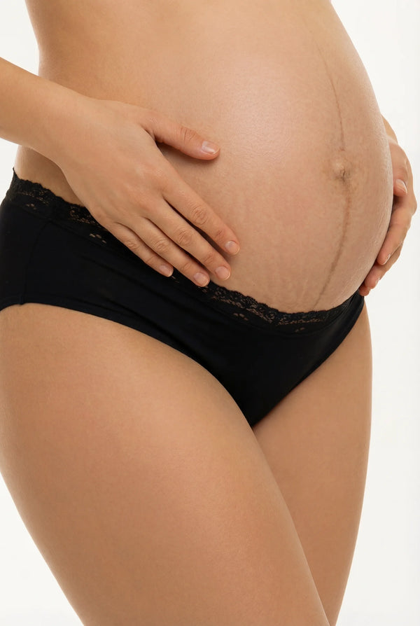 Zwangerschapsstring van katoen met kant