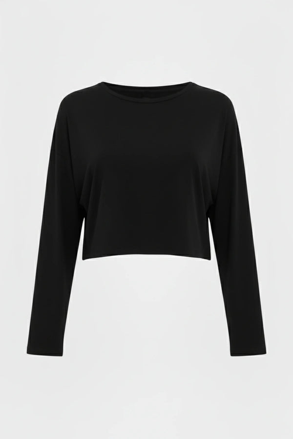 Cropped zwangerschapstop van zachte TENCEL™ modal – zwart