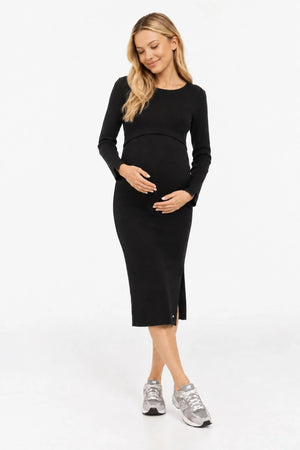 black_rib_maternity_dress_studio