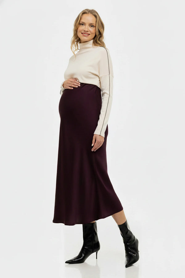 Satijnen zwangerschapsrok – burgundy