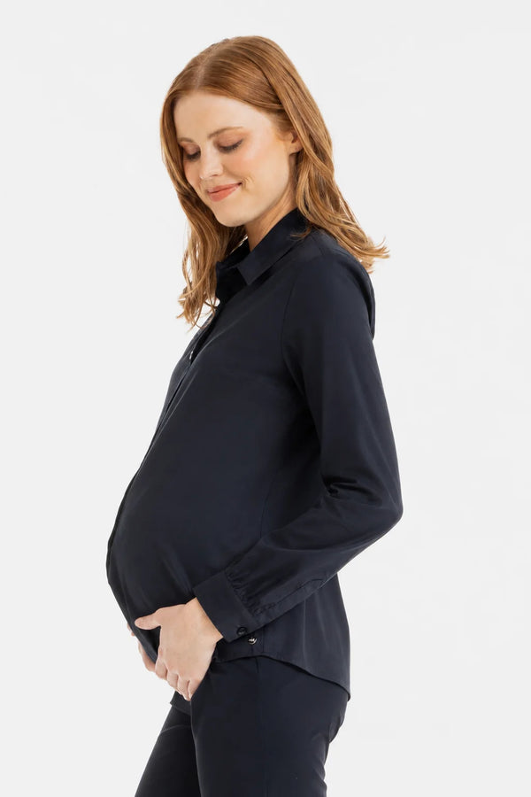 Essential katoenen zwangerschaps- en voedingsshirt - navy