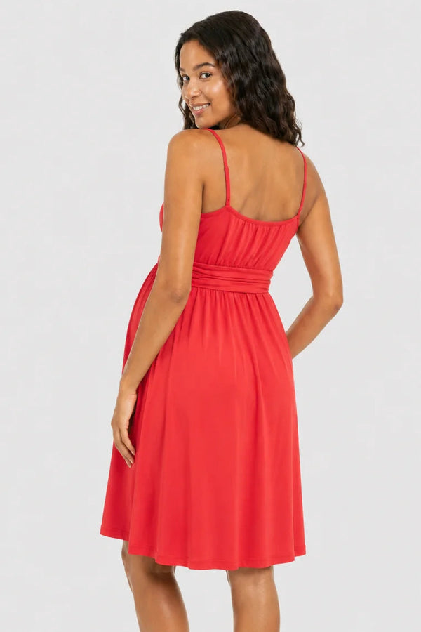 Elegante zwangerschapsjurk met smalle bandjes - coral