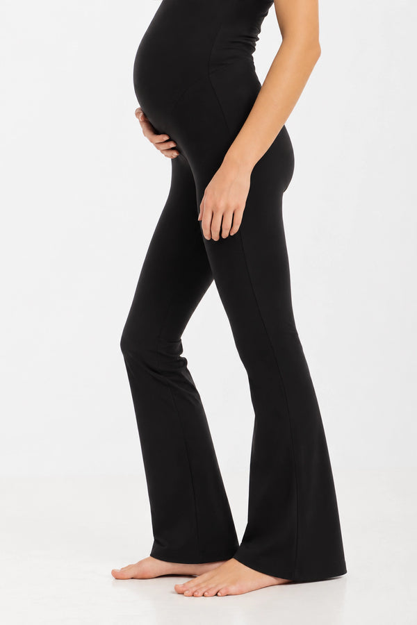 Zwarte flared zwangerschapslegging met hoge taille