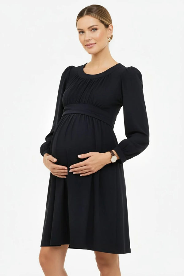 Zwangerschapsjurk met geplooide details - navy
