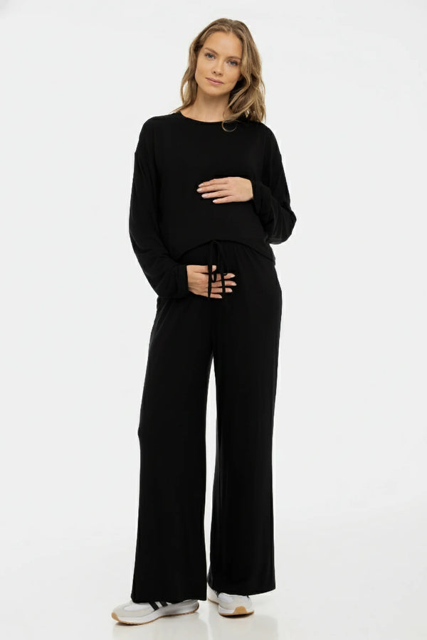 Cropped zwangerschapstop van zachte TENCEL™ modal – zwart