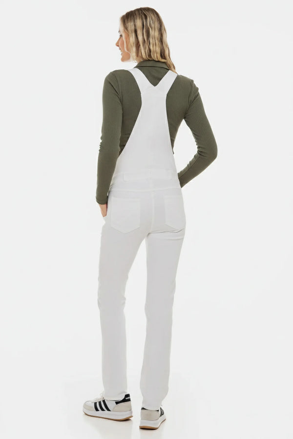 Denim zwangerschaps­salopette – wit