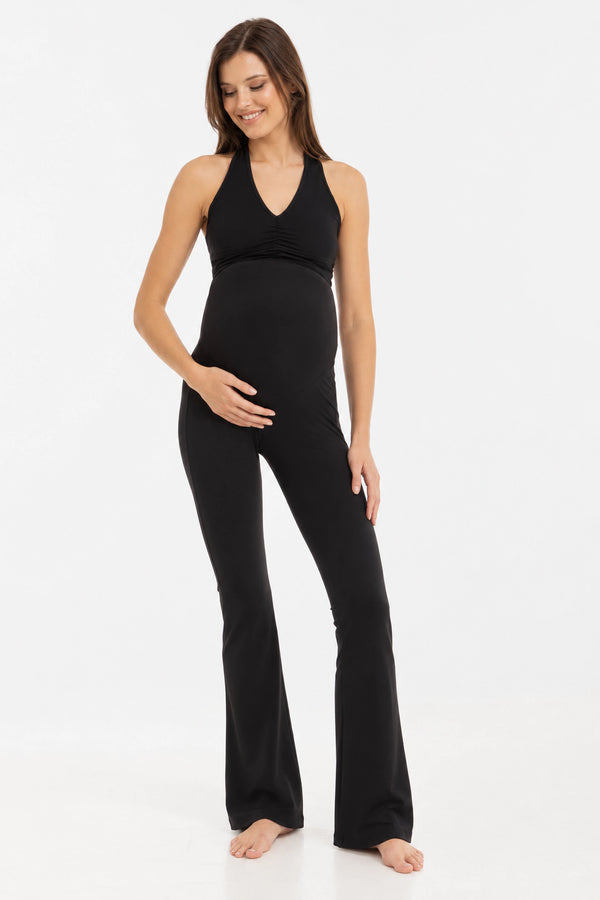 Zwarte flared zwangerschapslegging met hoge taille