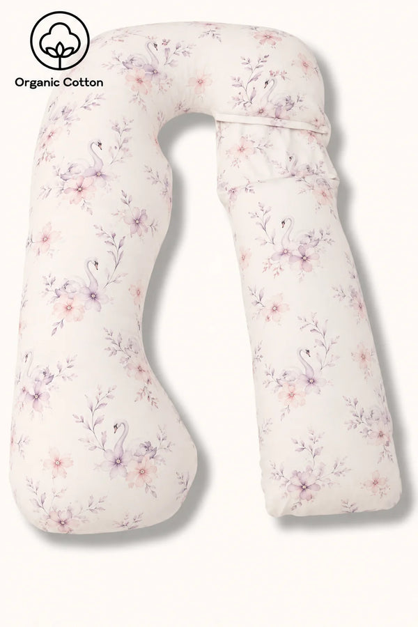 MamaToBe® Zwangerschapskussen 3-in-1 met voedingsfunctie - biologisch katoen - Swans Lilac