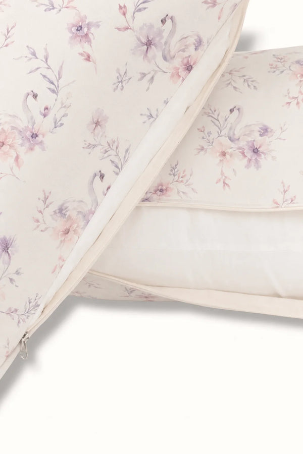 MamaToBe® Zwangerschapskussen 3-in-1 met voedingsfunctie - biologisch katoen - Swans Lilac