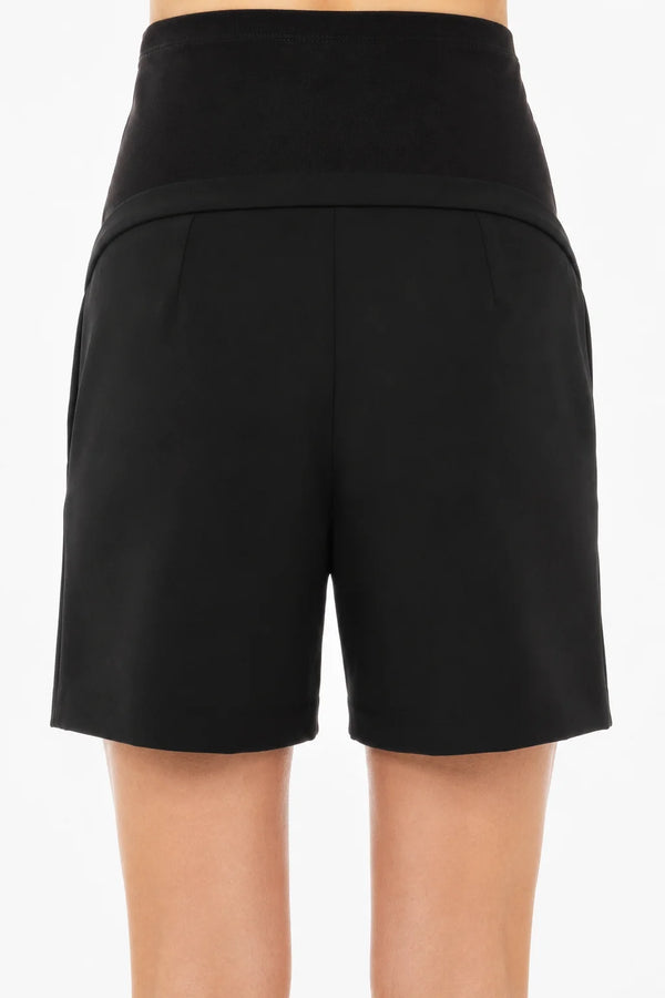 Zwangerschapsshort met plooien – zwart