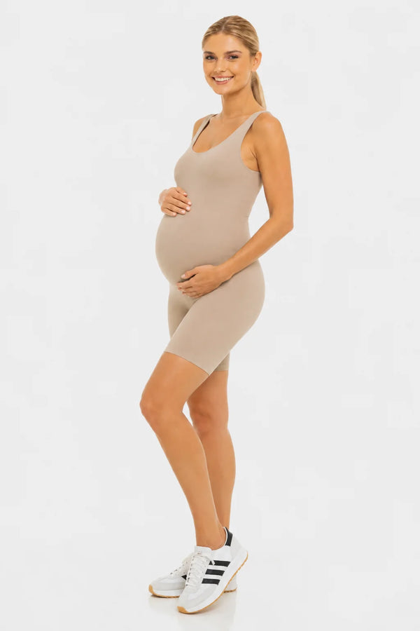 Kort shaping zwangerschapsbodysuit - sand | 100% squatproof