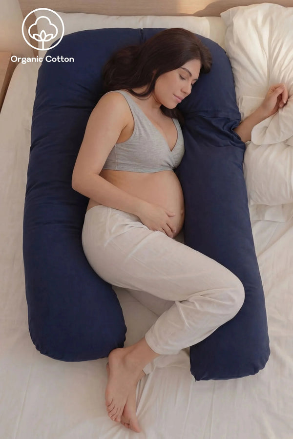 MamaToBe® Zwangerschapskussen 3-in-1 met voedingsfunctie - biologisch katoen - navy