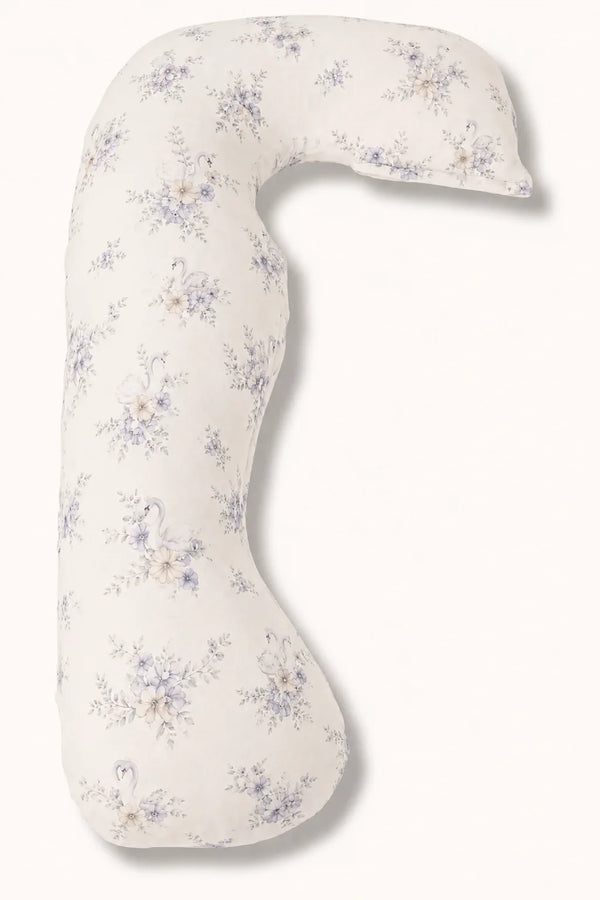 MamaToBe® Zwangerschapskussen 3-in-1 met voedingsfunctie - biologisch katoen - Swans Dusty Blue