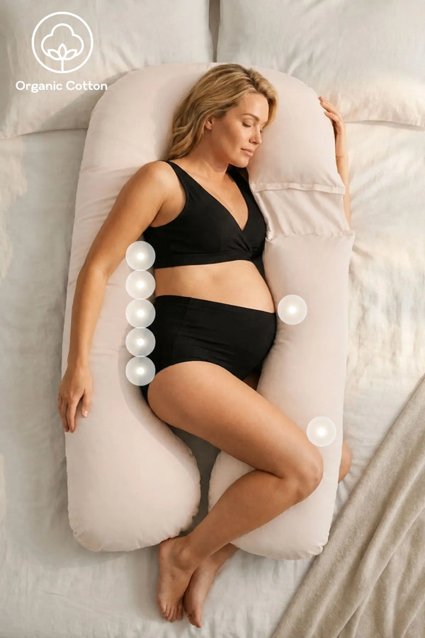 MamaToBe® Zwangerschapskussen 3-in-1 met voedingsfunctie - biologisch katoen - sand