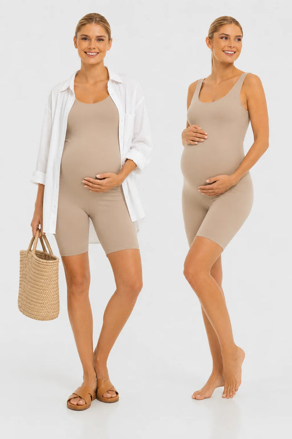 Kort shaping zwangerschapsbodysuit - sand | 100% squatproof