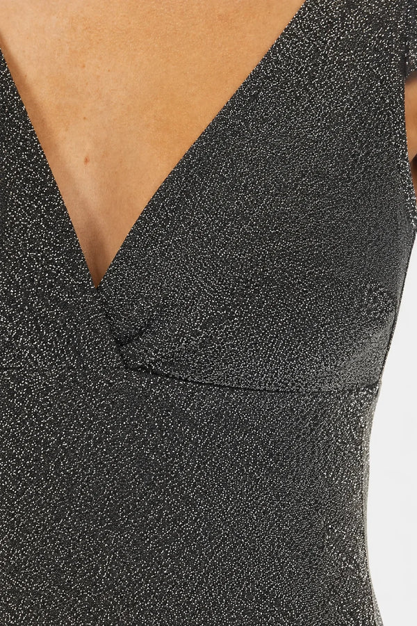 Glitterend zwangerschaps- en voedingsbadpak met vlindermouwtjes - zwart