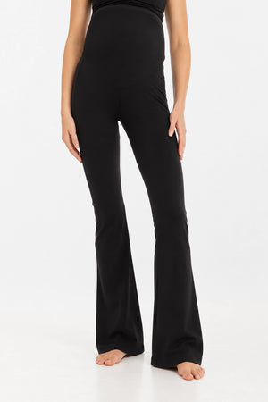 Zwarte flared zwangerschapslegging met hoge taille