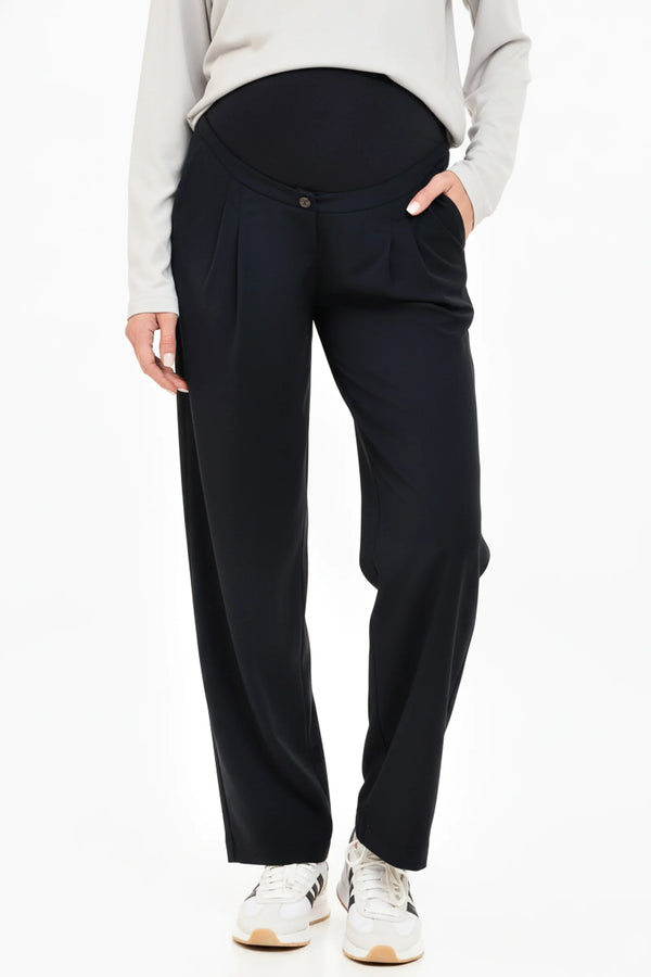 Travel zwangerschapsbroek met plooien - navy
