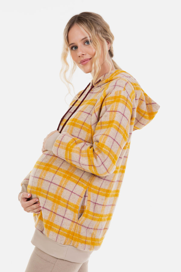 Geruite zwangerschaps- en voedingshoodie