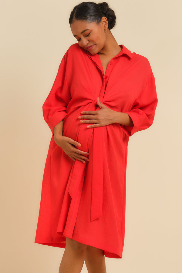 Zwangerschaps- en borstvoedingsjurk met strikceintuur
